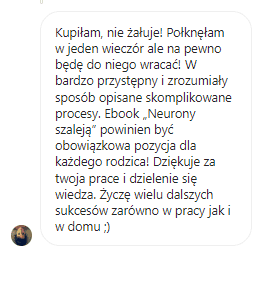 Opinia zadowolonego rodzica o e-booku Neurony Szaleją
